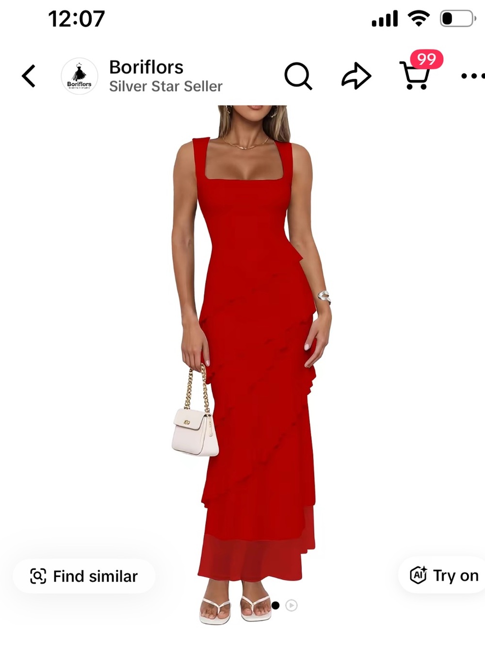 Elegant Red Ruffle Maxi Dress